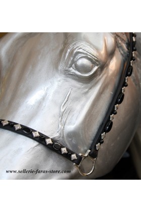 arabian horse showhalter white silver beads  and black